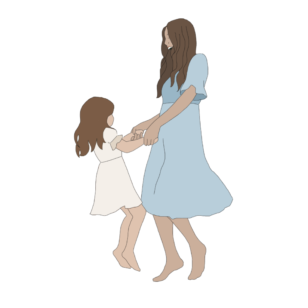 Mother and Child Dancing in Dresses